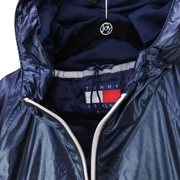 Tommy Jeans Windbreaker Hoodie Jacket Womens Medium Pocket Half Zip Oversized - Picture 10 of 16